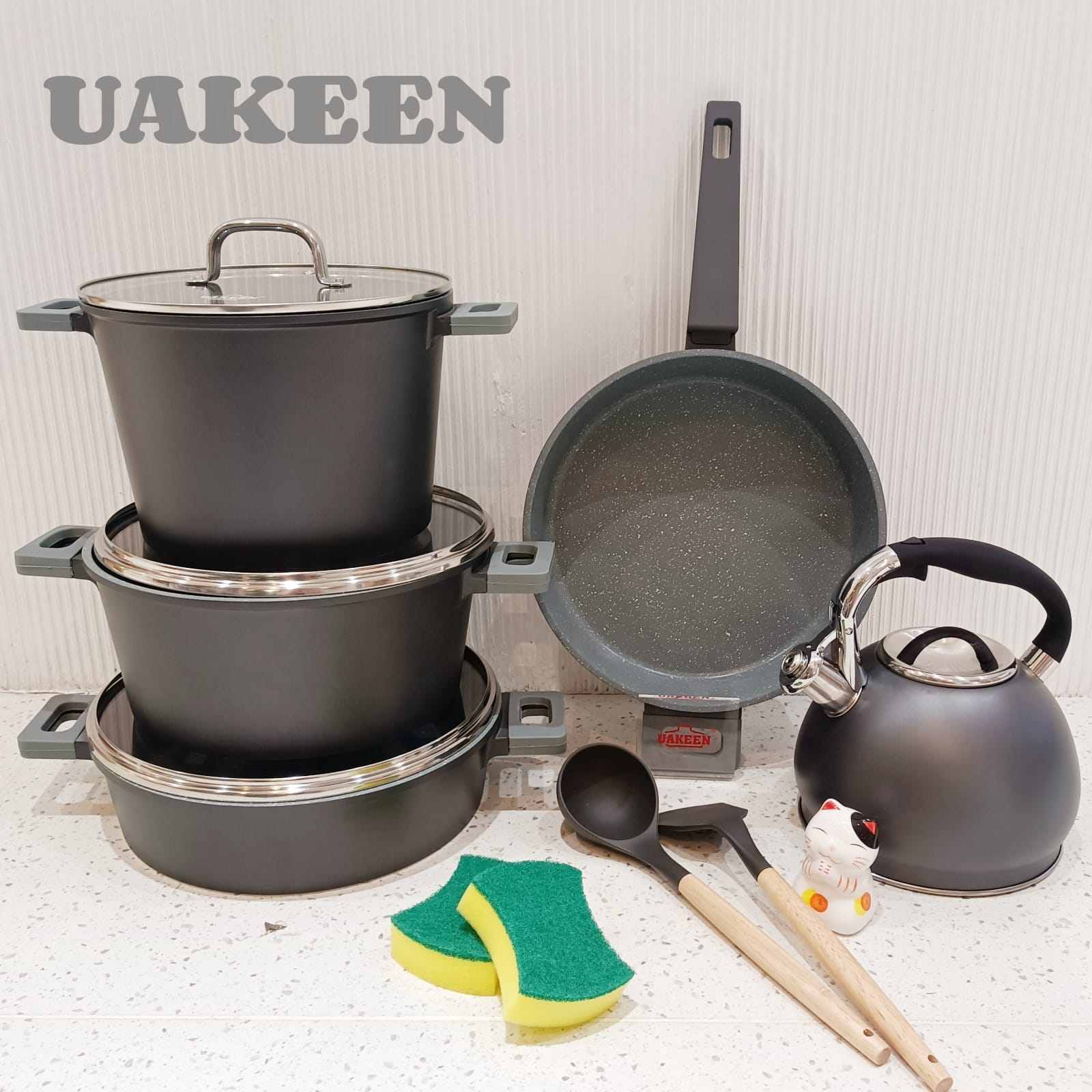 Uakeen Granite Coated Cookware Set